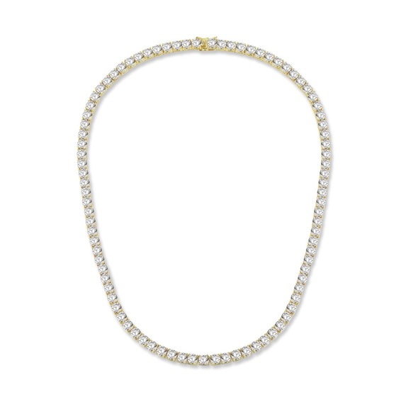 Yellow Gold Plated CZ Tennis Necklace - Picture 3 of 4